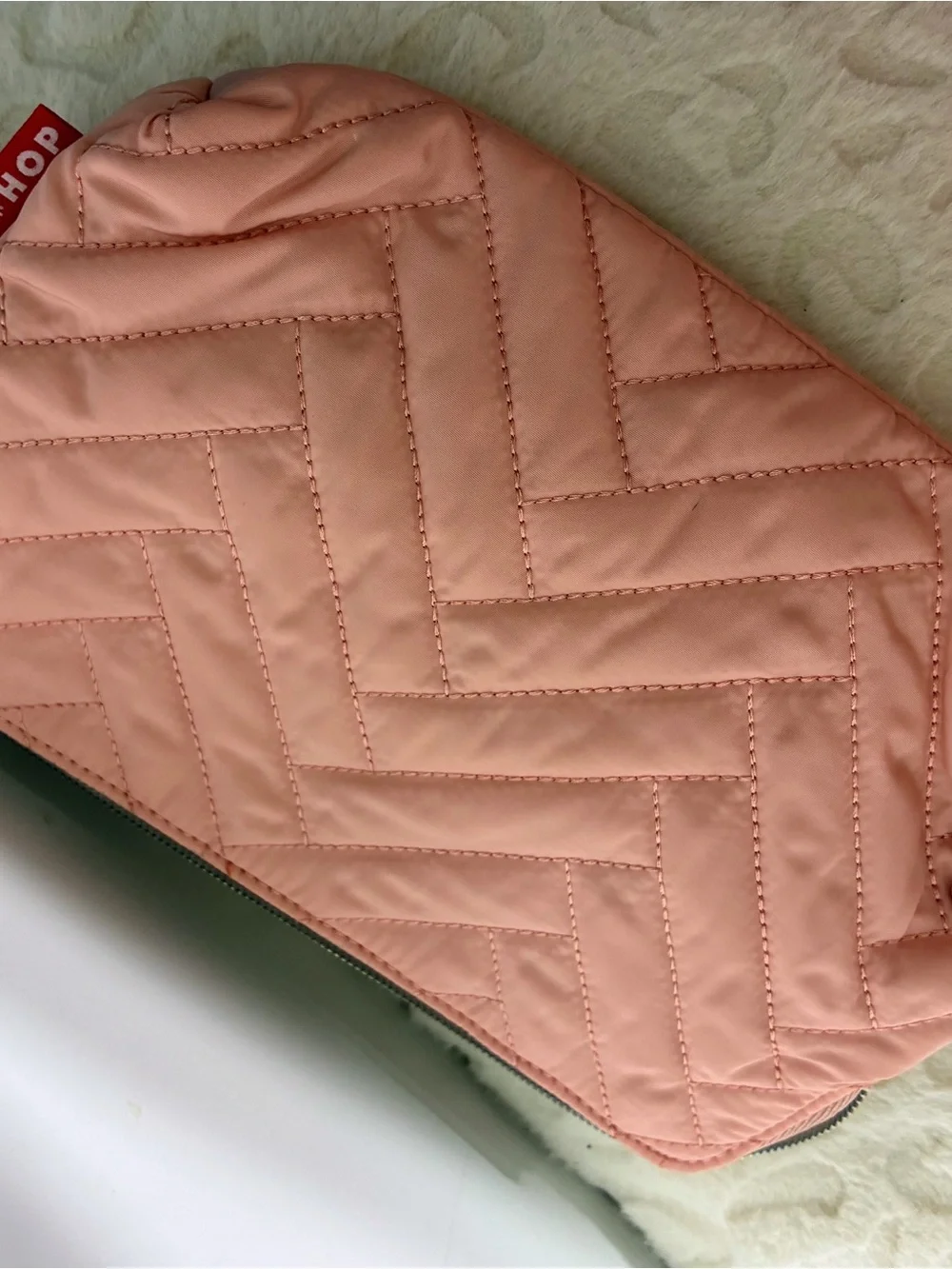 Skip Hop Suite 6-In-1 Diaper Bag in blush pink with quilted details. EUC